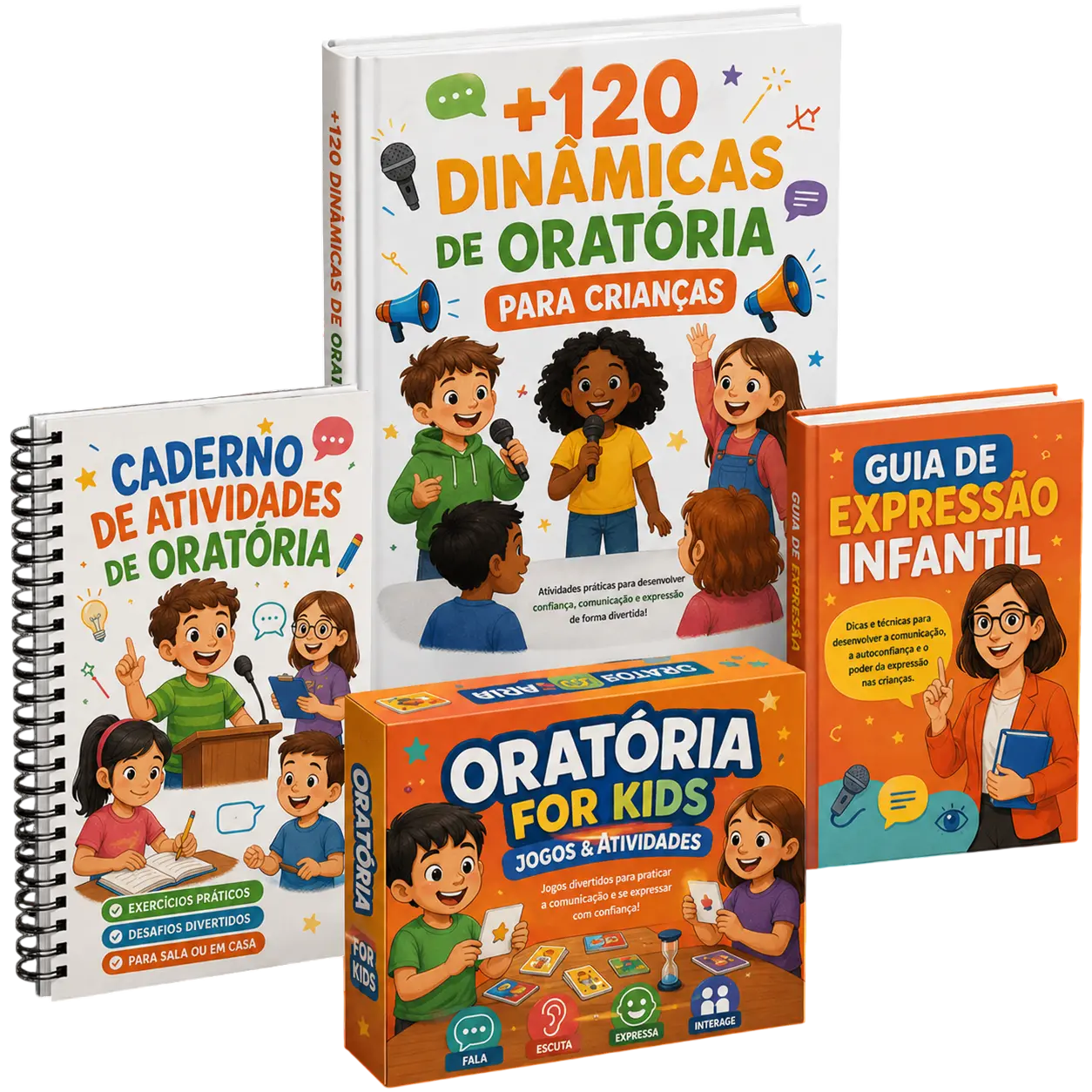 +120 Dinâmicas de Oratória para Crianças — kit completo com livros e jogos